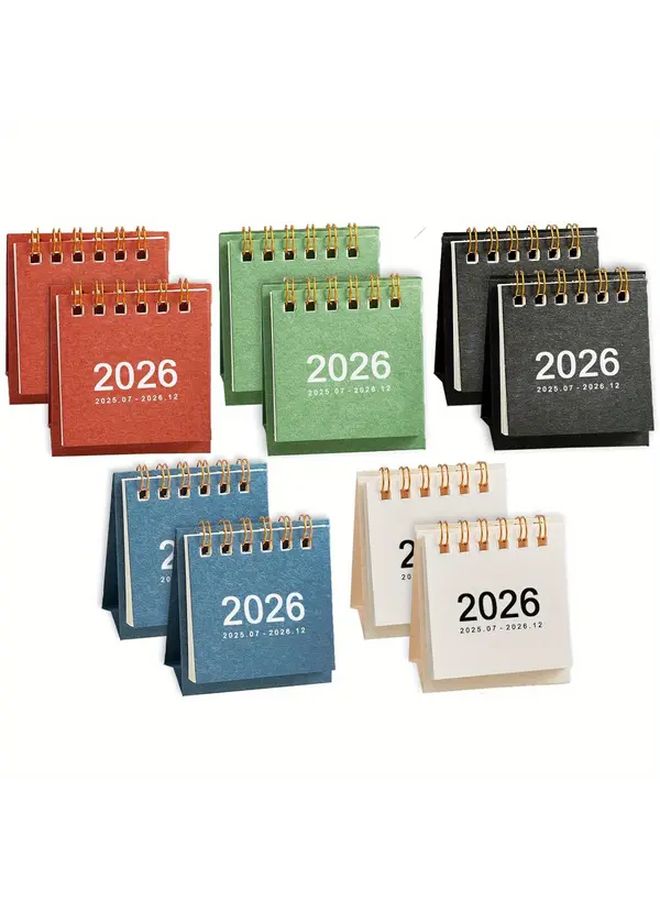 10 قطعة مجموعة تقويم مكتب 2026 مع مخطط شهري، زينة ذهبية، غلاف أنيق - Image 4